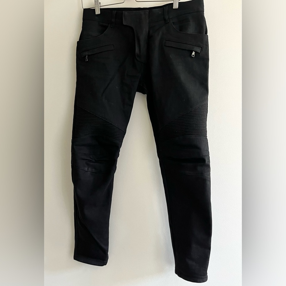 Balmain Paris Black Biker Jeans Skinny
